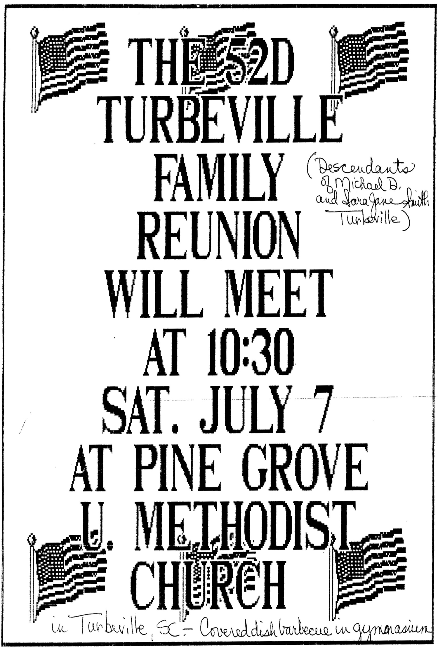 Programs over the years Turbeville Family Reunion